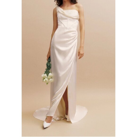 Reformation Else Ivory Silk Wedding Dress Size 6 - Picture 1 of 9